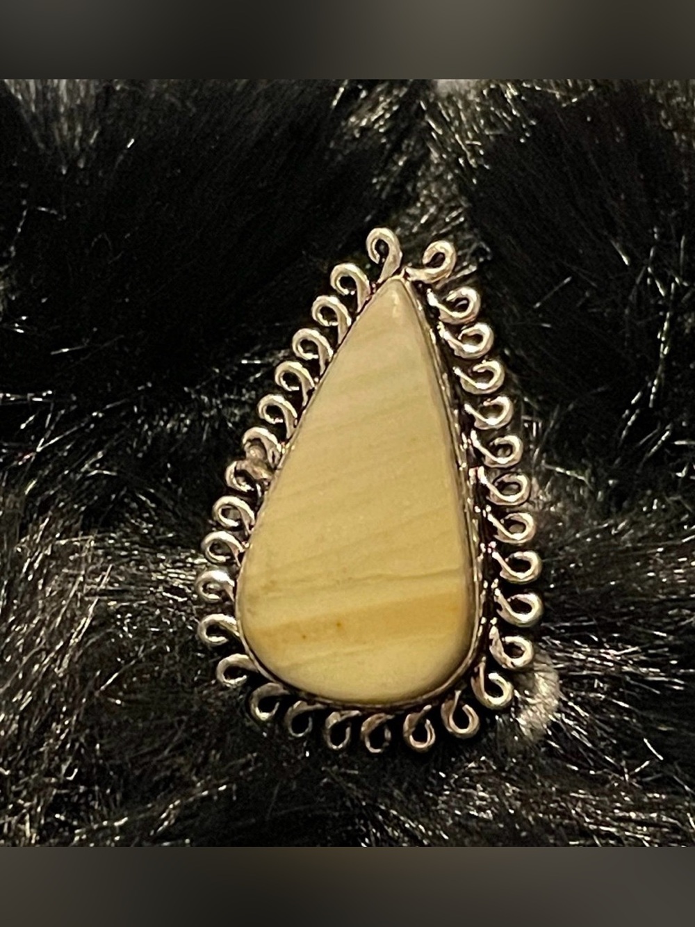 Silver Tone Stone Ring #7619